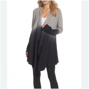 Barefoot Dreams Cozychic Lite Calypso Wrap Ombre Cardigan SZ S / M Grey Black